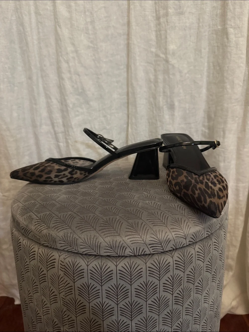 Marc Fisher Leopard Print Pointed Slingback Heels - Black & Brown